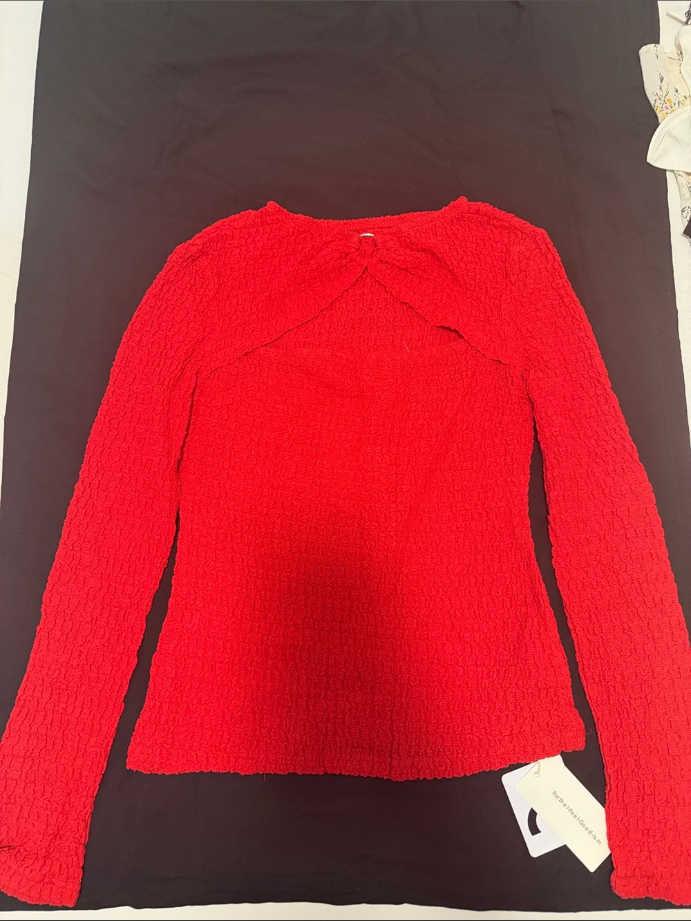 Commense Red Long-Sleeve Textured Twist-Neck Top